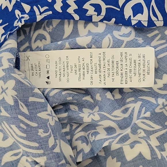Pendleton woolenmills floral blue and white sleeveles rayon top size medium - Picture 7 of 9